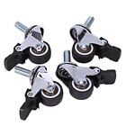 4Pcs Mini Small Casters 1 Inch M8x15mm Tpe Silent Wheels With Brake Universal Ca