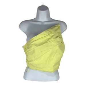 Zara Womens Yellow One-Shoulder Ruched Crop Top Size S - Picture 1 of 6