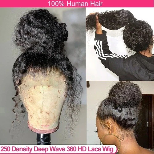 200 250 360 Peluca Completa de Encaje Frontal Onda Profunda Peluca Sin Pegamento Cabello Humano 30 Pulgadas 13X6 Foto 1 de 4