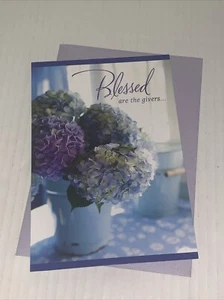 Hallmark Thank You Card: Hydrangea Blessed Are The Givers Grateful Are Receivers - Picture 1 of 4