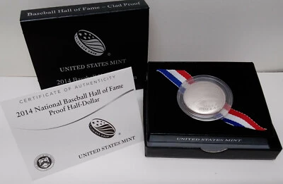 2014-S US Mint Baseball Hall of Fame Clad Half Dollar Proof Box & COA  MG - Image 1 of 4