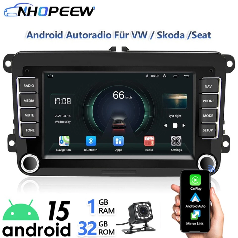 Carplay Autoradio Android 15 +Kamera FÜR VW Polo 6R 6C V 2009-2017 GPS Navi WiFi - Bild 1 von 4