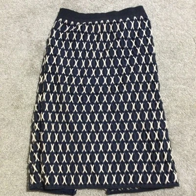 Falda lápiz tejida Tory Burch talla 6 azul marino bordada hasta la rodilla Foto 1 de 4