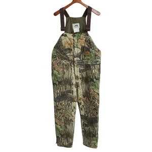 Duxbak Camo Bib Overalls Mens Large 38-40 Insulated Realtree Hunting USA Vintage - Picture 1 of 9