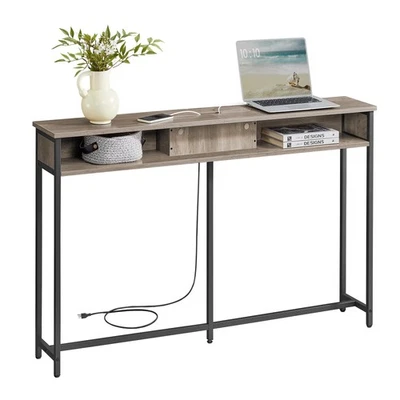 Consola de 55,1 pulgadas con toma de corriente y estantes, sofá mesa con soporte de carga... Foto 1 de 4