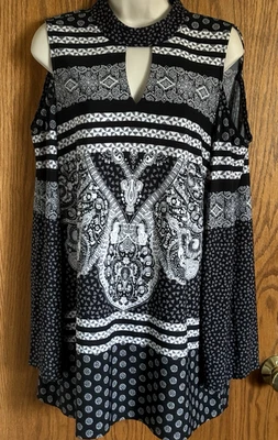 Top Coco Bianco Hombro Frío Negro Gris Blanco Cerraduras Elástico Para Mujer Talla Lg Foto 1 de 4