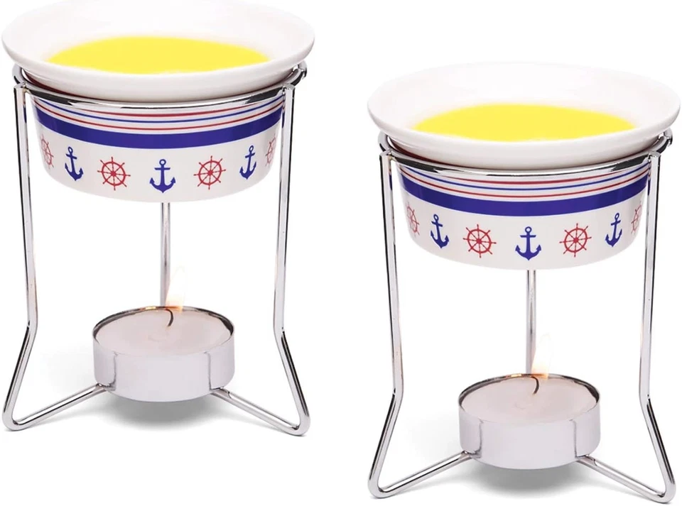 2 Pack Seafood Butter Warmer Cups Fondue Tealights Dinner Tabletop Dipping Kit