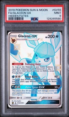 Pokemon TCG Glaceon GX SV55/SC94 SM Sun & Moon Hidden Fates PSA 9 - Image 1 of 2