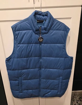 Swiss Tech Men’s Puffer Vest Size XL Blue Quilted Full Zip Lightweight Pocket  I - Image 1 of 4