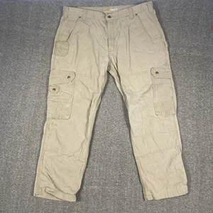 Carhartt Pants Men’s 40x30 Relaxed Fit Ripstop Cargo Workwear Beige Double Knee - Picture 1 of 9