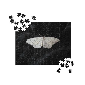 Ivory Moth Puzzle Gothic Victorian Insect Dark Academia Natural History Jigsaw - Picture 1 of 7