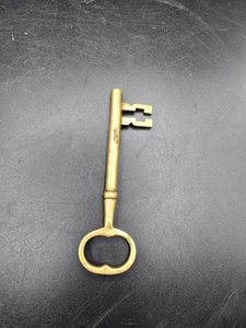Collectible Vintage Gold Tone Smooth Brass Skeleton Key 3.25” Unmarked Rustic - Picture 1 of 6