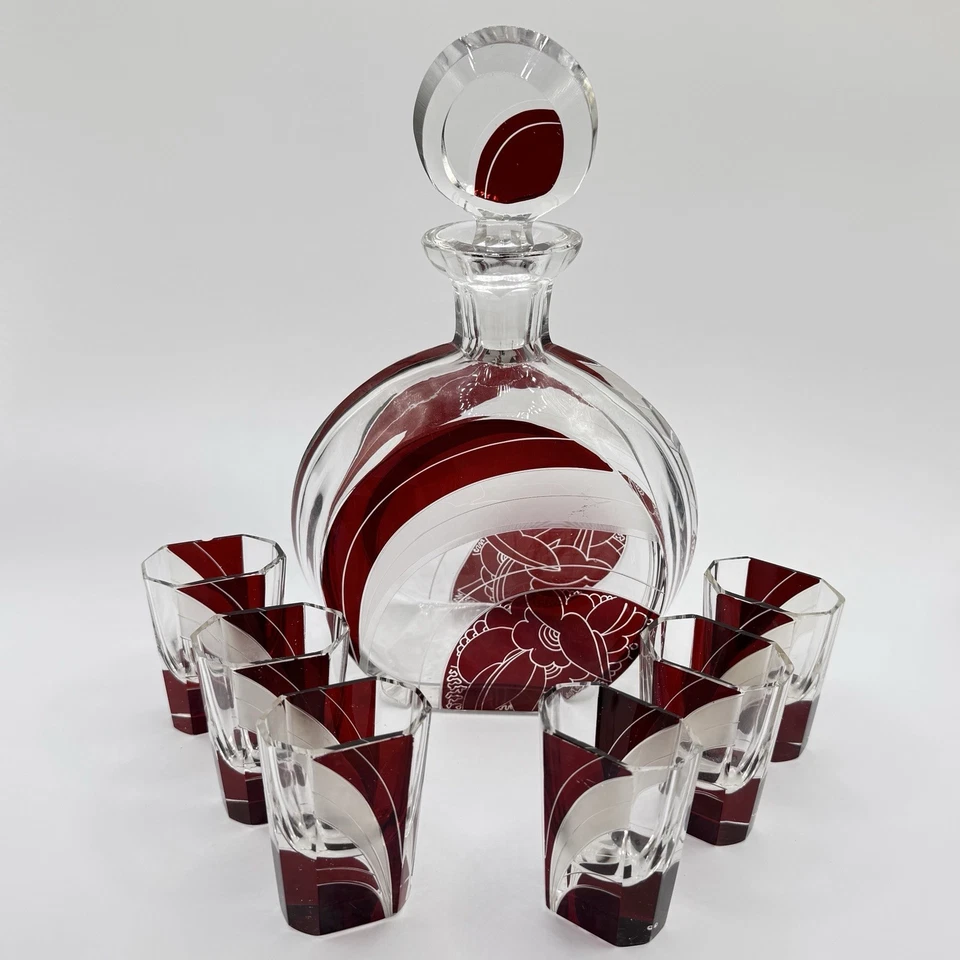 Juego de jarra y 6 vasos Karl Karel Palda Art Deco Foto 1 de 4