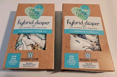 Cubierta de pañal de tela reutilizable híbrida pura Pampers, talla única para la mayoría lote de 2  Foto 1 de 4