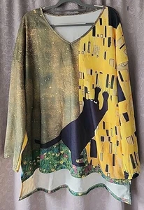 Artistic Funky Cat Shirt Top Plus Size 5X - Picture 1 of 9