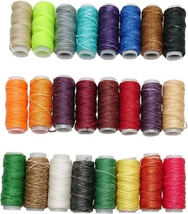 24 Colors Waxed Thread, Leather Sewing Thread,Hand Stitching Thread Assorted - Picture 1 of 7