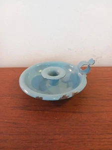 Vintage French Blue Enamel Candlestick Holder,  We Willie Winkie - Picture 1 of 15