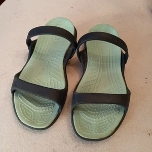 Crocs Women’s Size 9 Cleo Double Strap Blue & Teal Slide Sandals - Picture 1 of 9