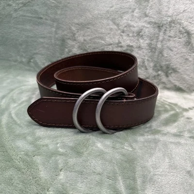 American Eagle Belt Brown Leather D-ring Sz S/XS 39”L Silver Buckle - Image 1 of 4