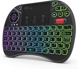 Rii X8 2.4GHz Mini Wireless Keyboard with Touchpad Mouse Combo RGB Backlit - Picture 1 of 7