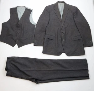 Vintage 70s Streetwear Mens 44R Distressed 3 Piece Knit Striped Suit Wedding USA - Picture 1 of 22