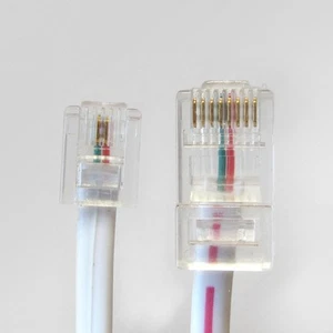 1,8m Telefonmodularkabel RJ11 (6P2C) / RJ45 (8P2C), Flachband grau - Zdjęcie 1 z 2