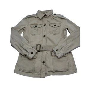 LRL Ralph Lauren Jacket Womens S Beige Parka Belted Pocket Button Spread Collar - Picture 1 of 16