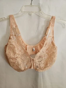 Olga Women’s Lace Underwire Bra 38DD Style 33580 Sheer Lace Peach Nude - Picture 1 of 5
