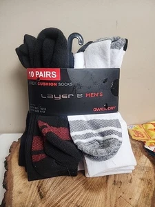 Calzini Crew Layer 8 Cushion 10 Paia Taglia 10-13 Nuovi con etichette Scarpa Asciugatura Rapida Taglia 6-12 - Foto 1 di 2