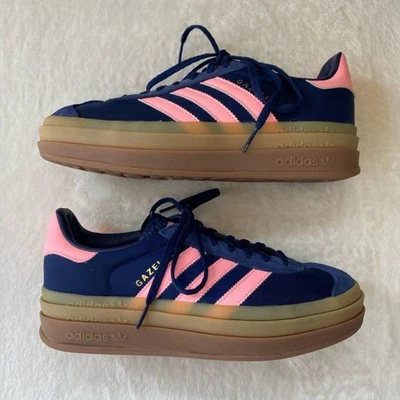 Adidas Gazelle Zapatillas de Plataforma Azul Marino Rosa Rayas AUDACES Talla 8.5 Para Mujer Foto 1 de 4