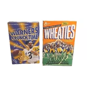 Lotto 2 scatole di grano KURT WARNER CRUNCHTIME & ST LOUIS RAMS SUPER BOWL CHAMPION - Foto 1 di 12
