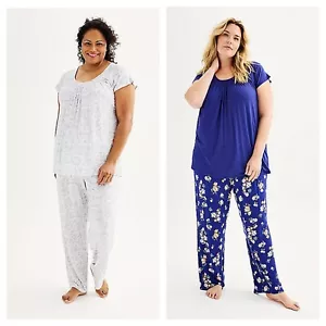 CROFT & BARROW PLUS SIZE SMOCKING SHORT SLEEVE TOP & PANTS SIZE 3X NWT + 🎁 - Picture 1 of 6