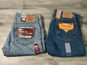 Lot 2 - Vintage Levis 501 Jeans Mens 33x30 Mexico 501-0193 Button & 505 4834 NWT - Picture 1 of 7