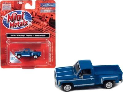 1976 Chevrolet Stepside Pickup Truck Hawaiian Blue with White Stripes 1/87 (HO) - Image 1 of 4