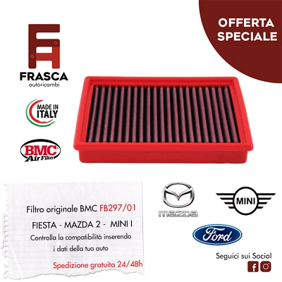 Filtro Aria Sportivo BMC FB297/01 Mini Cooper 116 CV One D 75 CV 90 CV - Imagen 1 de 2