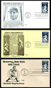 USA, SCOTT # 2046, LRC SET 3 FDC COVERS BABE RUTH WITH JOHN STAMPHONE SIGNATURE - Picture 1 of 6
