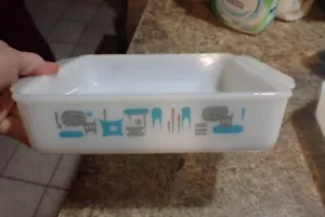 Vintage Anchor Hocking Fire King Blue Heaven Atomic Loaf Pan 8.5" x 8.5" MCM - Picture 1 of 4