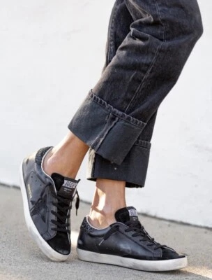 Golden Goose Superstar Sneaker Black Leather/Suede/Glitter Sz 39 New In Box - Image 1 of 4