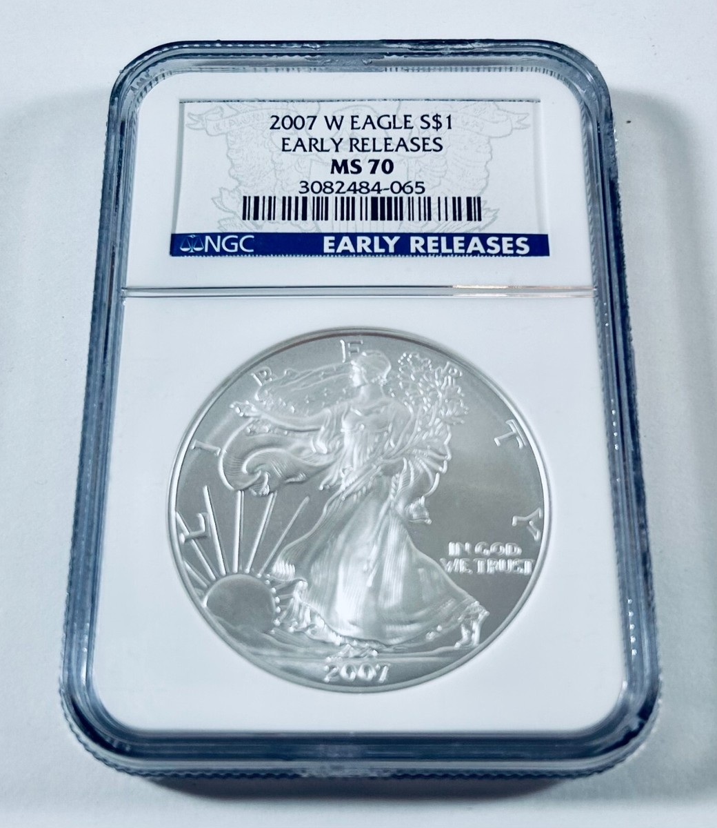 American Eagle MS 70 Graded 2007 Silver Bullion Coins for