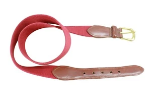 Cinturón Coach para hombre ladrillo rojo lona cuero marrón ribete hebilla dorada - Imagen 1 de 2
