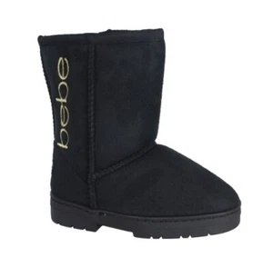 Bebe Child Toddler Boots Size 13M Faux Fur Lined Winter Boot Black Logo NWT - Picture 1 of 1