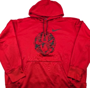 Nike Football Hoodie Men's XL Red Graphic Print Logo Kangaroo Pocket Dri-fit - Picture 1 of 4