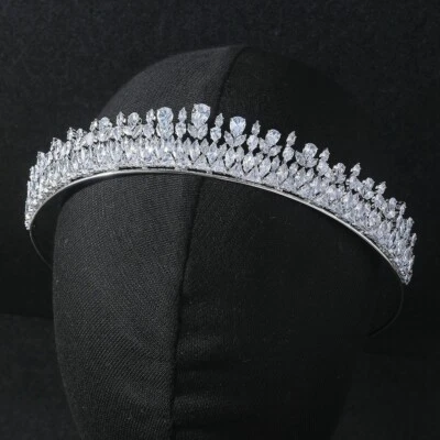 Gorgeous Cubic Zircon Crystal Wedding Tiara Headbands Girls Party Headwear - Image 1 of 4
