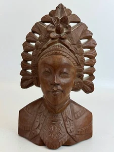 Polynesische Volkskunst Teak Holz handgeschnitzt Bali Indianer Büste Skulptur - Bild 1 von 3