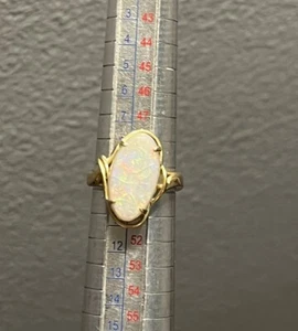 14K Solid Yellow Gold Large Opal Ring Size 5 WOW 4.1 Grams - Picture 1 of 15