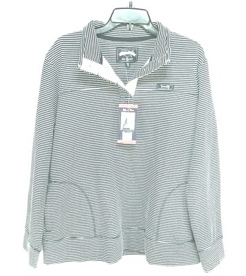 State of Mine Texas Women Size XL Blue & White Striped Sweater Cotton Blend NWT - Изображение 1 из 4