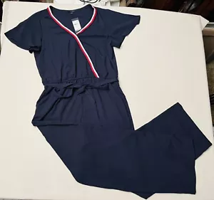 Tommy Hilfiger Surplice Neckline Blue Jumpsuit Sz L NWT MRSP  $119.99 - Picture 1 of 9