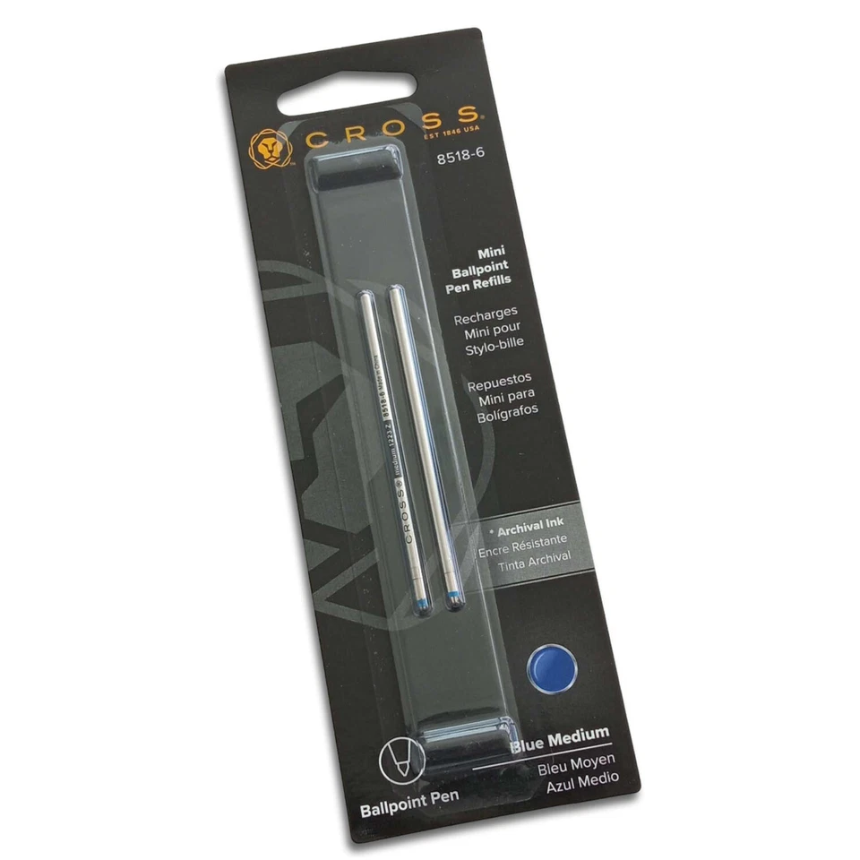 2x CROSS Kugelschreiber Minen Pocket Pen blau mittel dokumentenecht 8518-6 neu - Bild 1 von 1