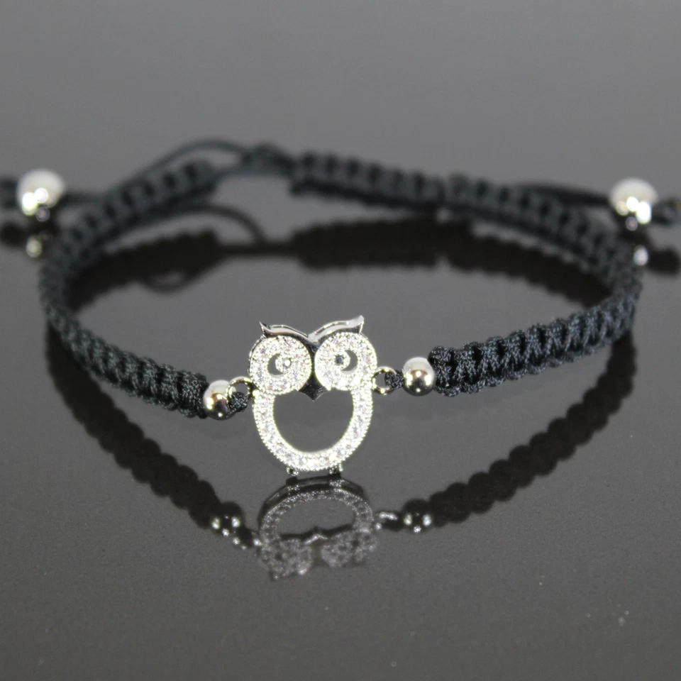Damen Eulen Flechtarmband Shamballa  mit Strass Steinen verstellbar für Frauen - Bild 1 von 1