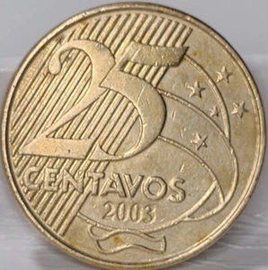Brazil 2003 25 Centavos KM# 650 Deodoro da Fonseca CLEAN COIN US SELLER - Picture 1 of 2